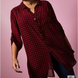 Torrid x Betsey Johnson Red Houndstooth Tunic EUC